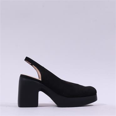 Wonders Naima Platform Bold High Heel - Black Nubuck